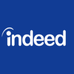 Indeed logo on a blue background.