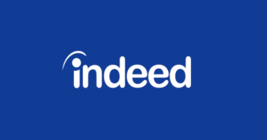 Indeed logo on a blue background.