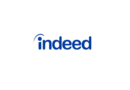 Logo of "Indeed" with stylized blue letters on a white background.